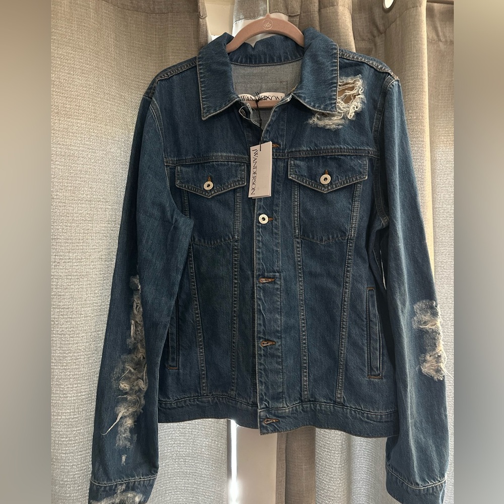 JW ANDERSON Blue Distressed Jean Jacket 
Size Large